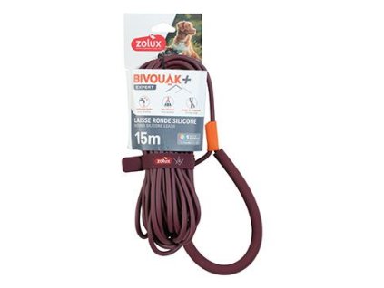 Vodítko pes BIVOUAK kulaté,silik.6mm/15m červená Zolux