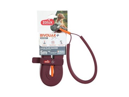 Vodítko pes BIVOUAK ploché,silik.15mm/5m červená Zolux