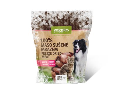 Yoggies Mrazem sušená kuřecí srdce (lyofilizovaná) 85g Pamlsek pro psy a kočky