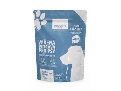 150g Yoggies Vařená potrava pro psy – losos a bílá ryba s chia semínky