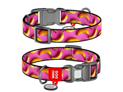 WAUDOG obojek nylon Banány QR   (S/25-35cm/1,5cm)