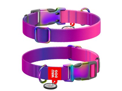 WAUDOG obojek nylon Gradient Fialovo-růžový QR (L/33-49cm/2,5cm)