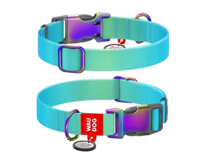 WAUDOG obojek nylon Gradient Modro-zelený QR   (S/25-35cm/1,5cm)