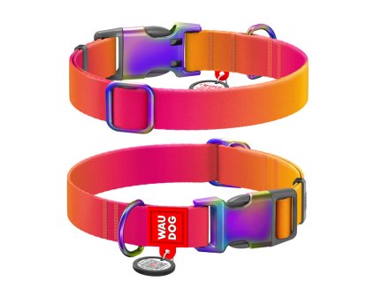 WAUDOG obojek nylon Gradient Oranžo-růžový QR (L/33-49cm/2,5cm)