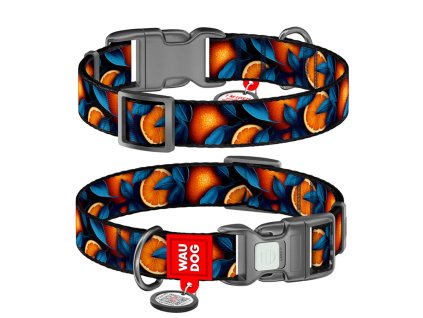 WAUDOG obojek nylon Pomeranče QR (L/33-49cm/2,5cm)