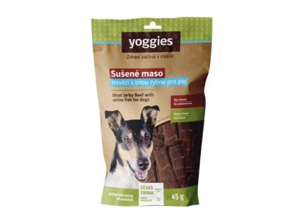Yoggies Sušené hovězí maso s rybou pro psy (proužky) 45g