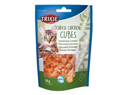 Pochoutka Premio CHEESE CHICKEN CUBES pro kočky 50g TR
