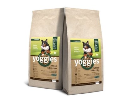 30 kg Yoggies Jehněčí maso&bílá ryba, granule lisované za studena s probiotiky #doprava zdarma