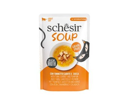 Schesir Cat kapsa Adult Soup tuňák/mrkev/dýně 40g