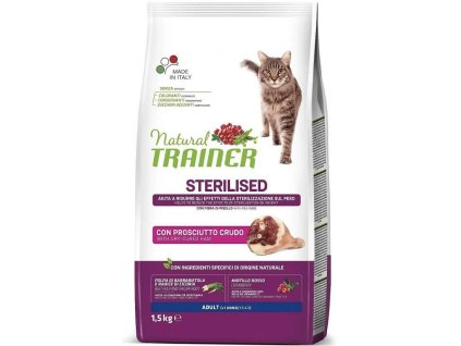TRAINER Natural Cat STERILISED sušená šunka 1,5kg