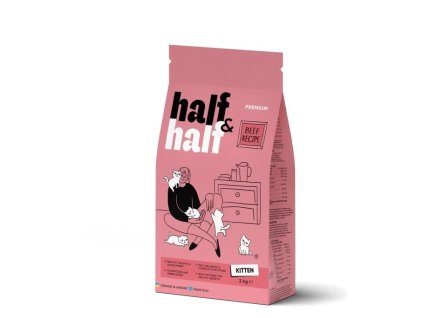 Half&Half Kitten hovězí granule pro koťata 2kg