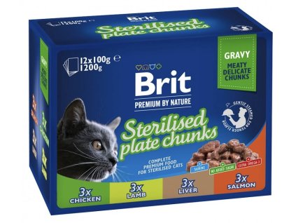 Brit Premium Cat kapsa Sterilised Plate 1200g(12x100g)