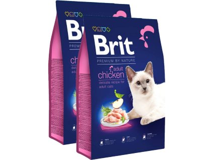 2x Brit Premium Cat by Nature Adult Chicken 8kg