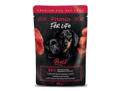 Fitmin For Life dog Hovězí s inulinem kapsa 85g