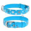 WAUDOG obojek kožený Stars modrý (38-49cm/2,5cm)