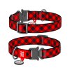 WAUDOG obojek nylonový Červená kostka QR fastex (33-49cm/2cm)