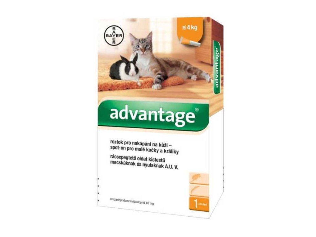 Advantage 40mg pro malé kočky a králíky, 1x 0,4ml do 4 kg