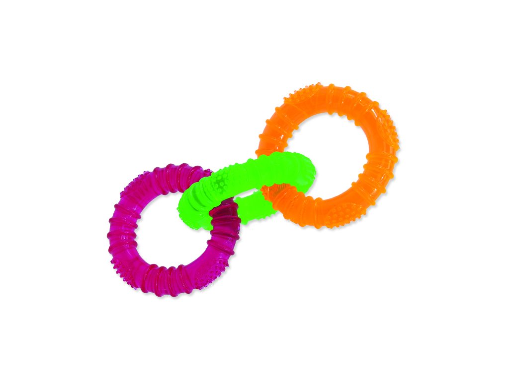 Hračka DOG FANTASY 3 kruhy gumové barevné 16 cm