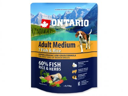 ONTARIO Adult Medium Fish & Rice 0,75 kg