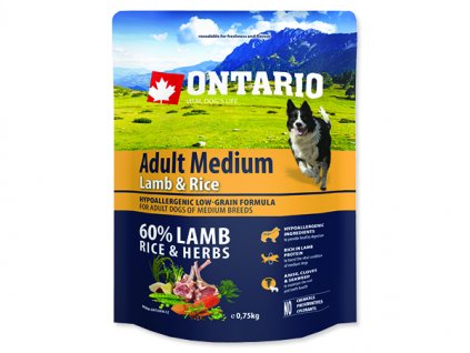 ONTARIO Adult Medium Lamb & Rice 0,75 kg