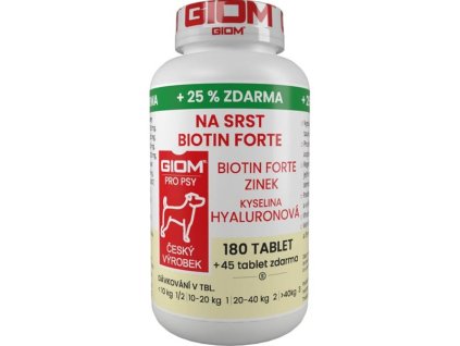 Giom S Na srst Biotin FORTE pes,kočka 180 tbl+25%