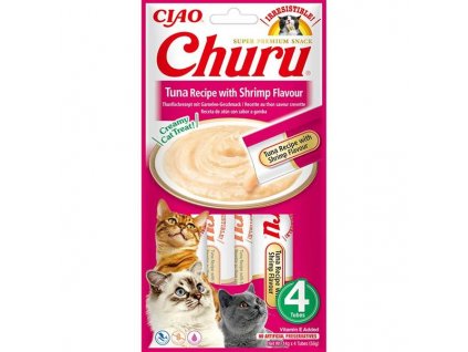Inaba Churu cat snack tuňák s krevetovou příchutí 4x 14g