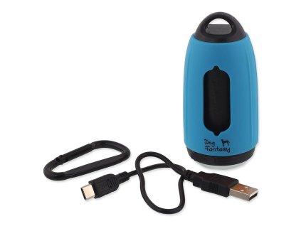 Baterka Dog Fantasy USB se sáčky na exkrementy modrá