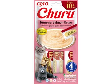 Inaba Churu Senior cat snack tuňák & losos 4x 14g