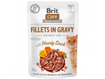 BRIT Care Cat Kaps. Fillets in Gravy with Hearty Duck 85g