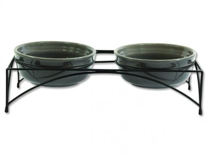 Set DOG FANTASY misky keramické se stojánkem šedé 2 x 12,5 cm