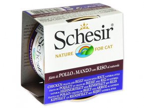 Schesir konzerva Cat kuřecí + hovězí přírodní 85g
