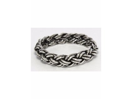Vikingský prsten s pleteným vzorem, stříbrný