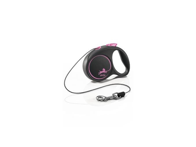 Vodítko FLEXI Black Design XS lanko 3m/8kg růžová