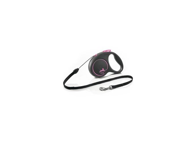 Vodítko FLEXI Black Design S lanko 5m/12kg růžová
