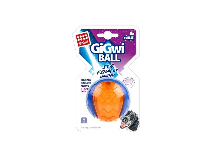 Hračka pes GiGwi Ball míček M transparentní modro/oran