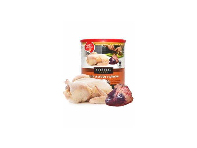 Topstein Kuře a srdce v plechu 800g
