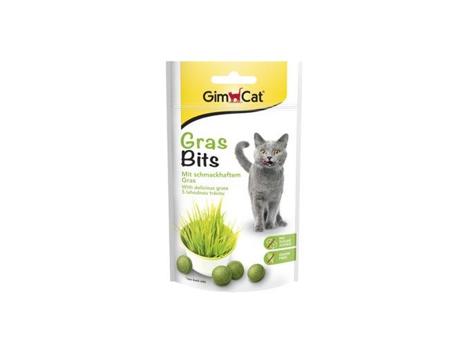 Gimcat GRAS BITS tabl. s kočičí trávou 40g