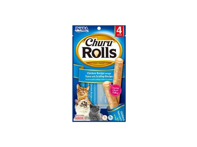 Churu Cat Rolls Chicken wraps&Tuna+Scallop cr. 4x10g