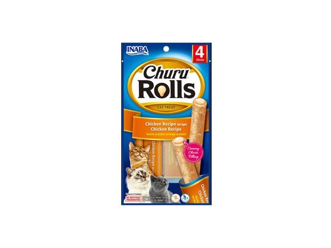 Churu Cat Rolls Chicken wraps&Chicken cream 4x10g