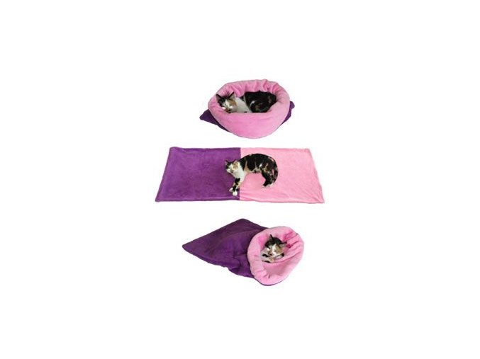 Spací pytel 3v1 fialová/sv.růžová XL kočka k.28