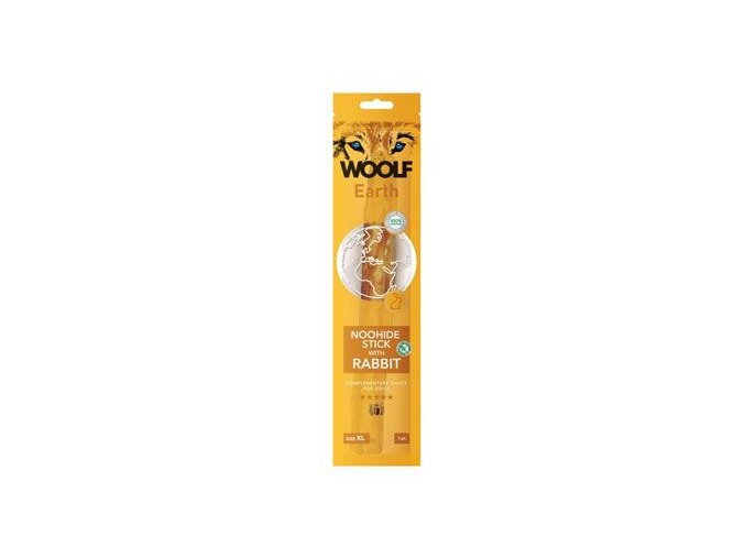 WOOLF pochoutka Earth NOOHIDE XL Stick with Rabbit 85g