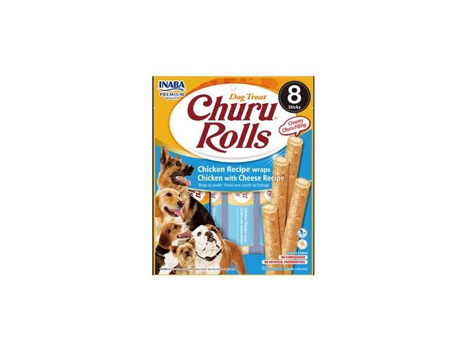Churu Dog Rolls Chicken with Cheese wraps 8x12g
