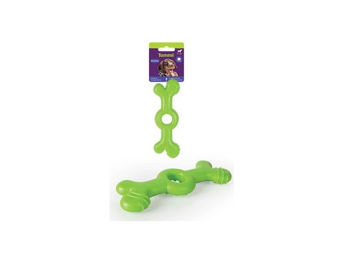 Hračka pes Aroma Kost velká, zelená 18cm