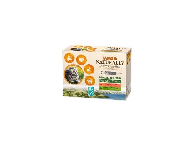 Iams Cat Senior losos/jehně v omáčce kapsa 12x85g