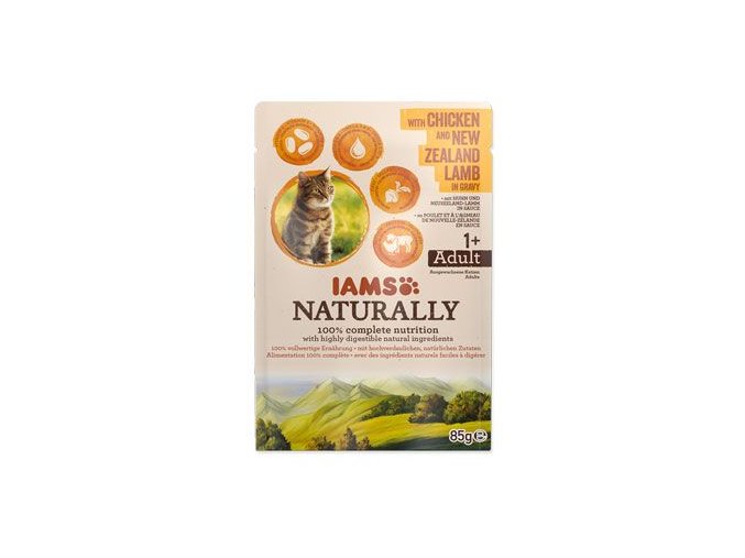 Iams Cat Adult kuře & jehněčí v omáčce kapsa 85g