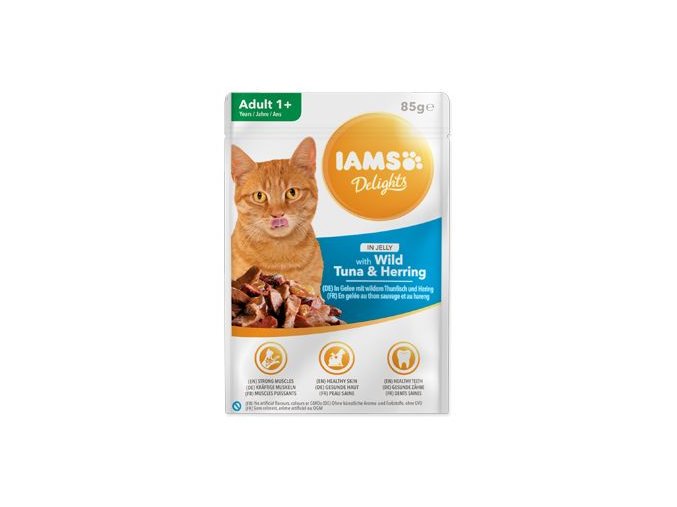 Iams Cat Adult tuňák a sleď v želé kapsa 85g