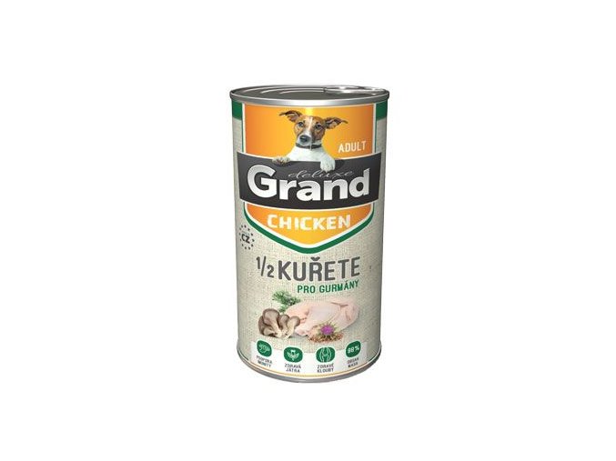 GRAND konz. deluxe pes kuřecí s 1/2 kuřete adult 1300g