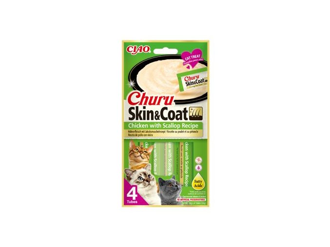 Churu Cat Skin&Coat Chicken with Scallop Recipe 4x14g
