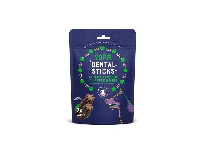 YORA Dog dentál.tyčinky z hmyzu jablko a máta L 270g
