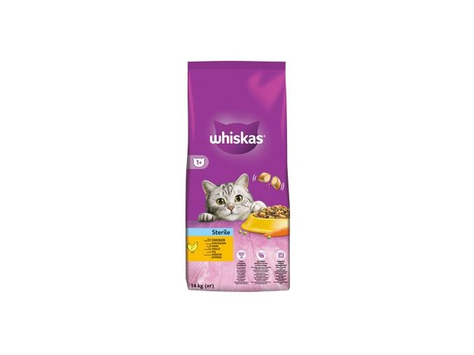 Whiskas Dry s kuřecím masem - STERILE 14kg